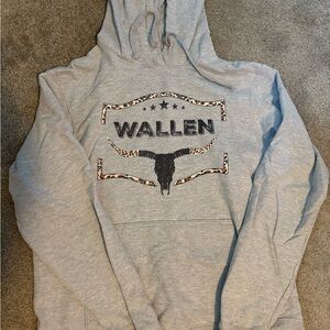 Gray Morgan Wallen Hoodie with Bull Design